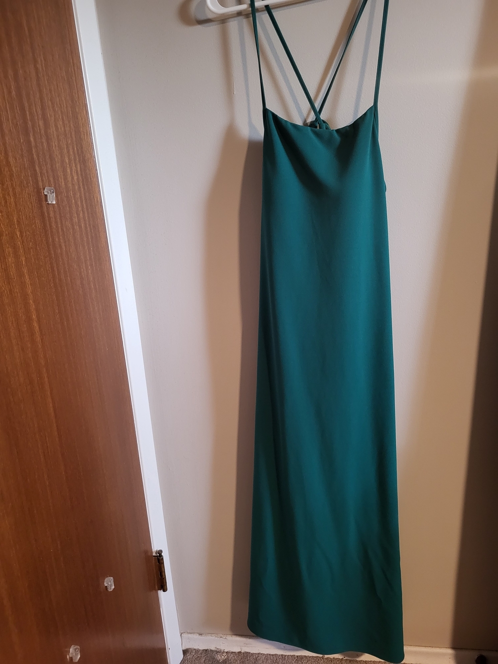 Uniqlo Emerald Green Maxi Slip Dress with Crisscross Back